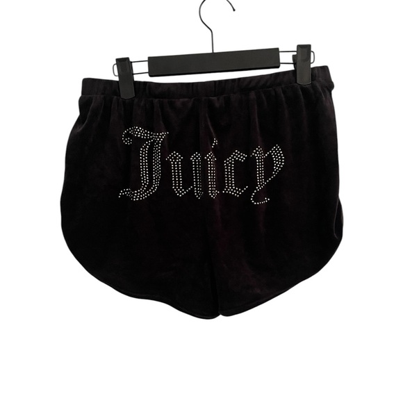 Juicy Couture BLACK rhinstone velvet PJ SHORT SET SIZE large - Picture 3 of 7